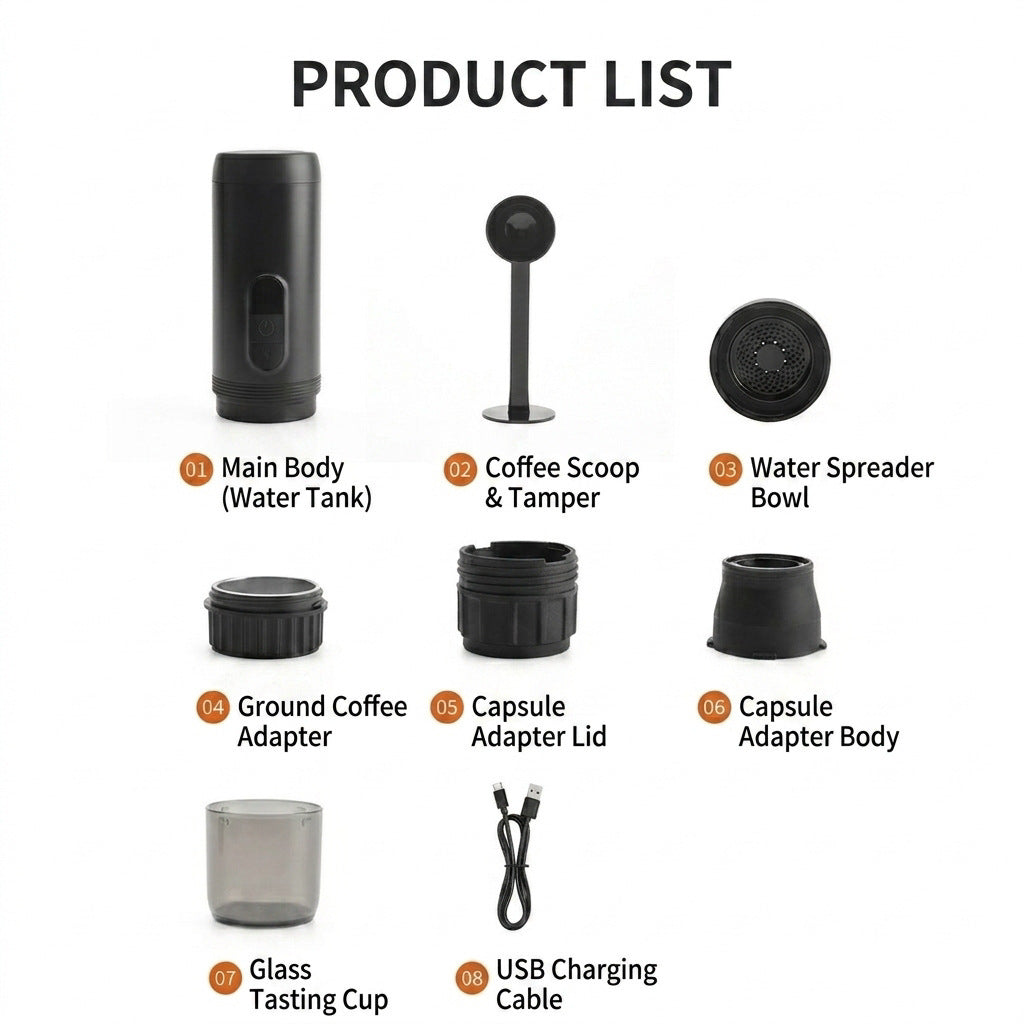 Heated small coffee machine, portable espresso machine
