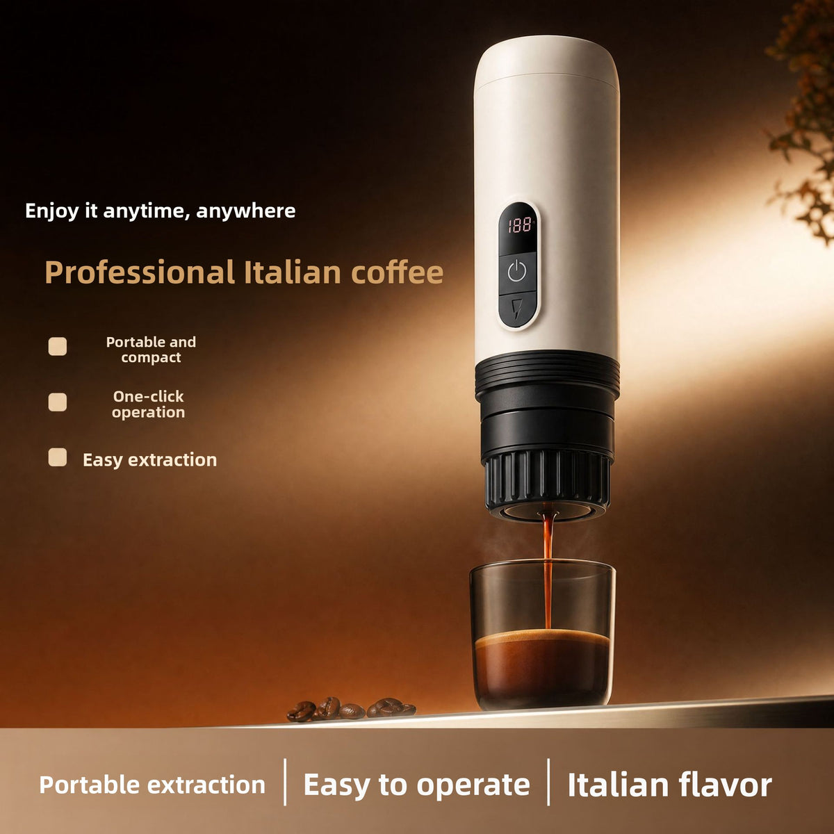 Heated small coffee machine, portable espresso machine
